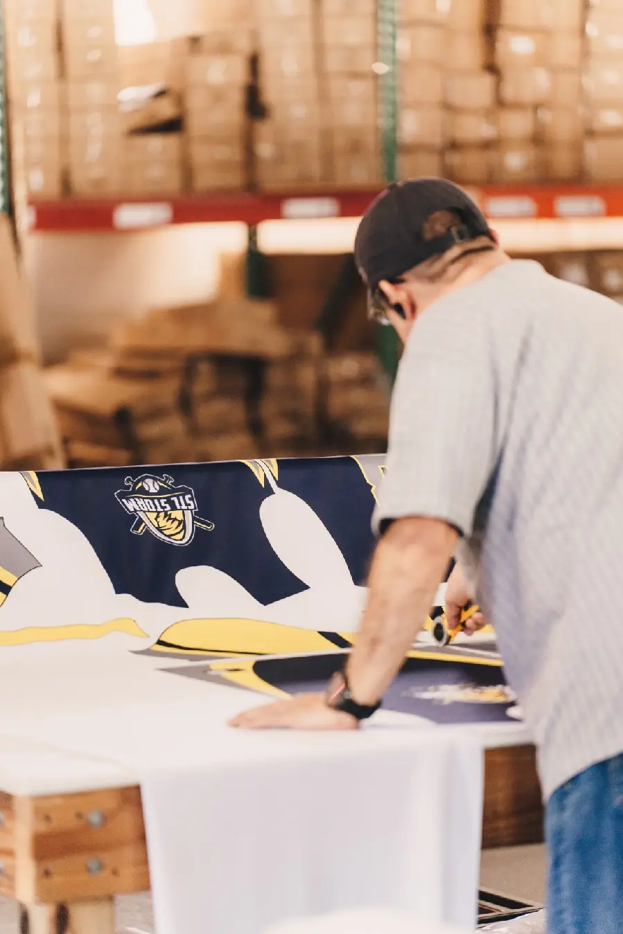 Screen printing process in action