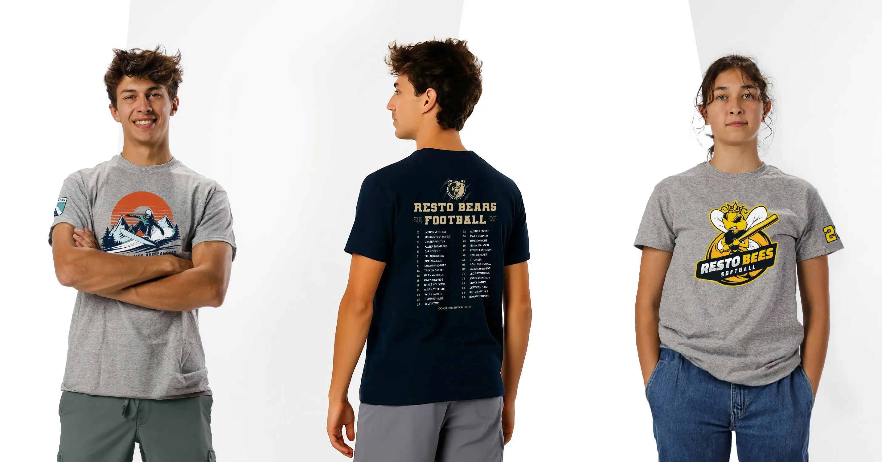 team background soccer players in custom jerseys facing away